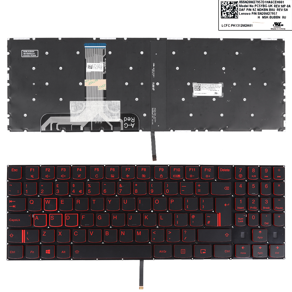 Picture of New Replacement Laptop Keyboard For Lenovo Legion Y520 Y520-15IKB R720 R720-15IKB BLACK(Backlit,Win8) Uk Layout
